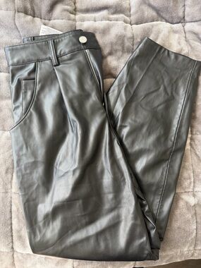 Zara Black Faux Leather Pants with Zip Detail great condition size 0